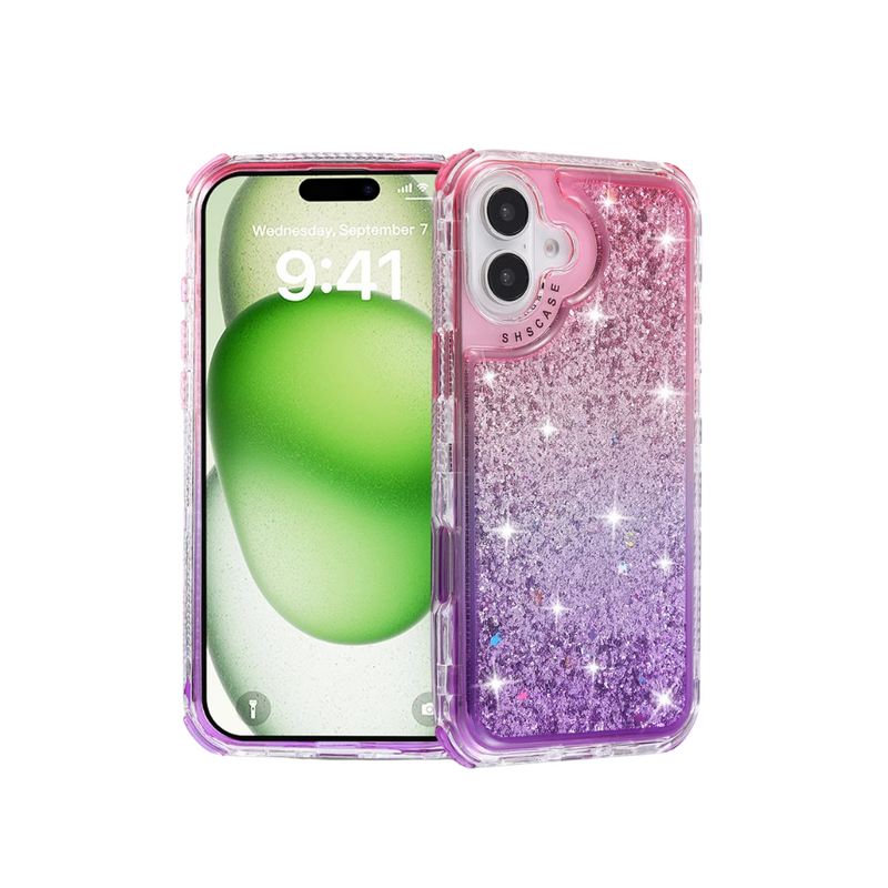 ANYMOB iPhone Case Pink Purple Luxury Gradient Quicksand Shockproof Defender Back Cover