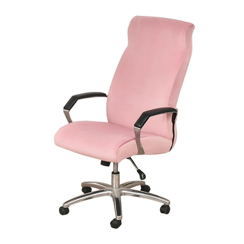 Anyseat Office Chair Cover Pink Velvet Zippered Stretchable High Back Protector Slipcover