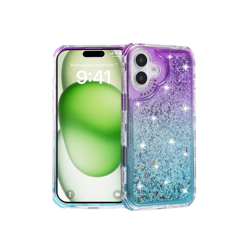 ANYMOB iPhone Case Purple Blue Luxury Gradient Quicksand Shockproof Defender Back Cover