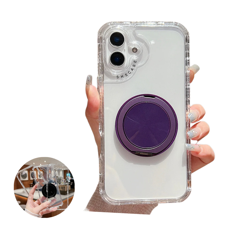ANYMOB iPhone Case Purple Magnetic Rotating Stand Lightweight Clear Rugged Cover