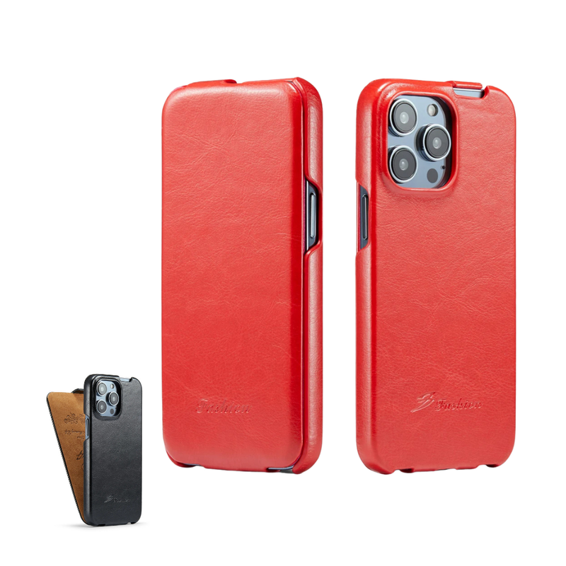 ANYMOB iPhone Case Red Fierre Shann Vertical Flip Leather Stylish Protective Mobile Cover