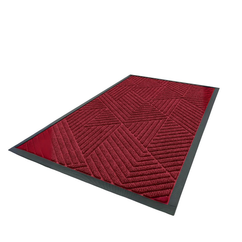 Anymat Doormat Red Geometric Rubber Non Slip Dirt Trap Absorbent Mat