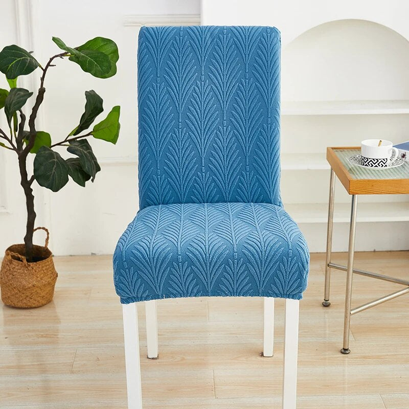 Anyseat Chair Cover Blue Series Leaf Lines Design with Elastic Material for Dining Room Kitchen Wedding Hotel Banquet Restaurant