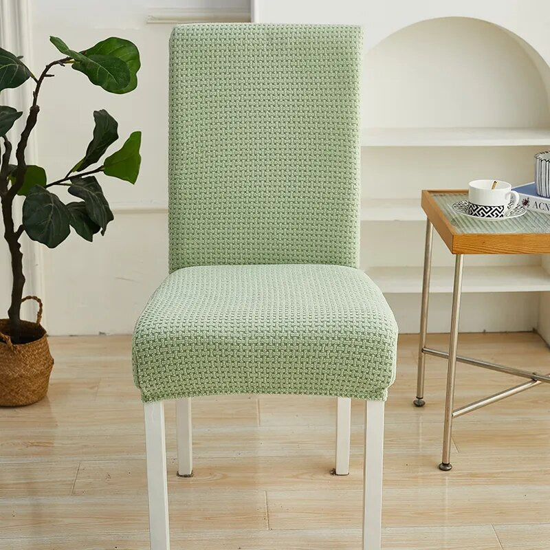 Anyseat Chair Cover Light Green Micro Knitted Design with Elastic Material for Dining Room Kitchen Wedding Hotel Banquet Restaurant