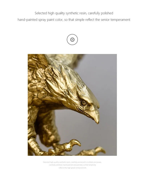 ANYHOUZ Home Figurine Golden Eagle Statue Small Resin for Living Room Desktop Decoration Accessories Gifts