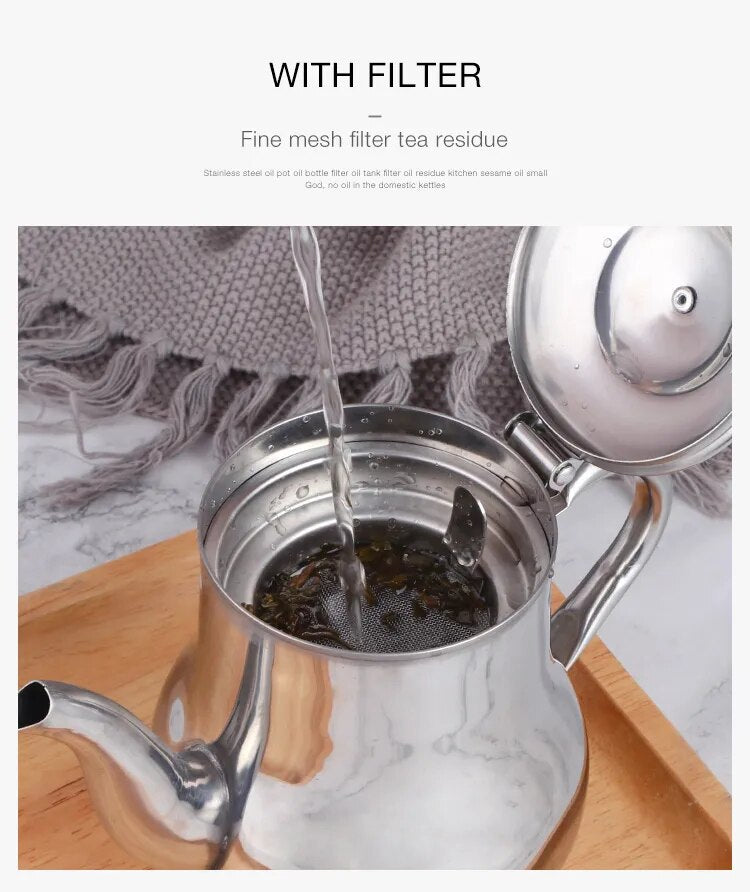 Anygleam Teapot Red Rainbow Stainless Steel with Filter for Coffee, Tea, Oil  and Liquid Seasonings Container Kettle