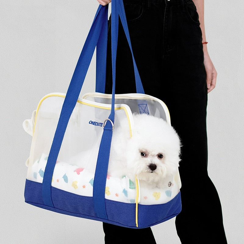 ANYWAGS Pet Carrier Blue Summer Breathable Cozy Shoulder Bag  and Hand Bag for Small Dogs Walking Poodle Yorkies Accessories