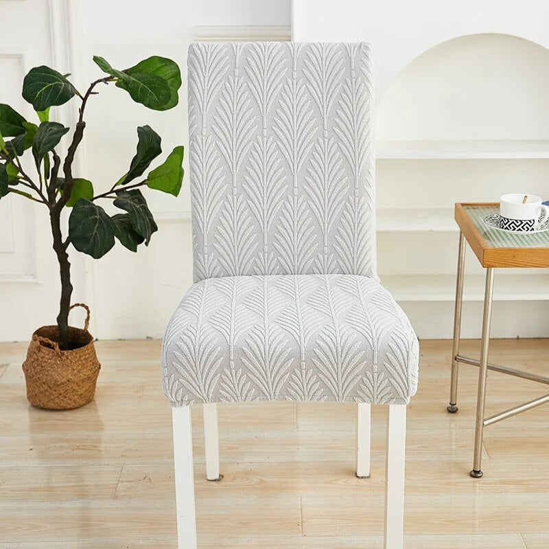 Anyseat Chair Cover Light Grey Series Leaf Lines Design with Elastic Material for Dining Room Kitchen Wedding Hotel Banquet Restaurant