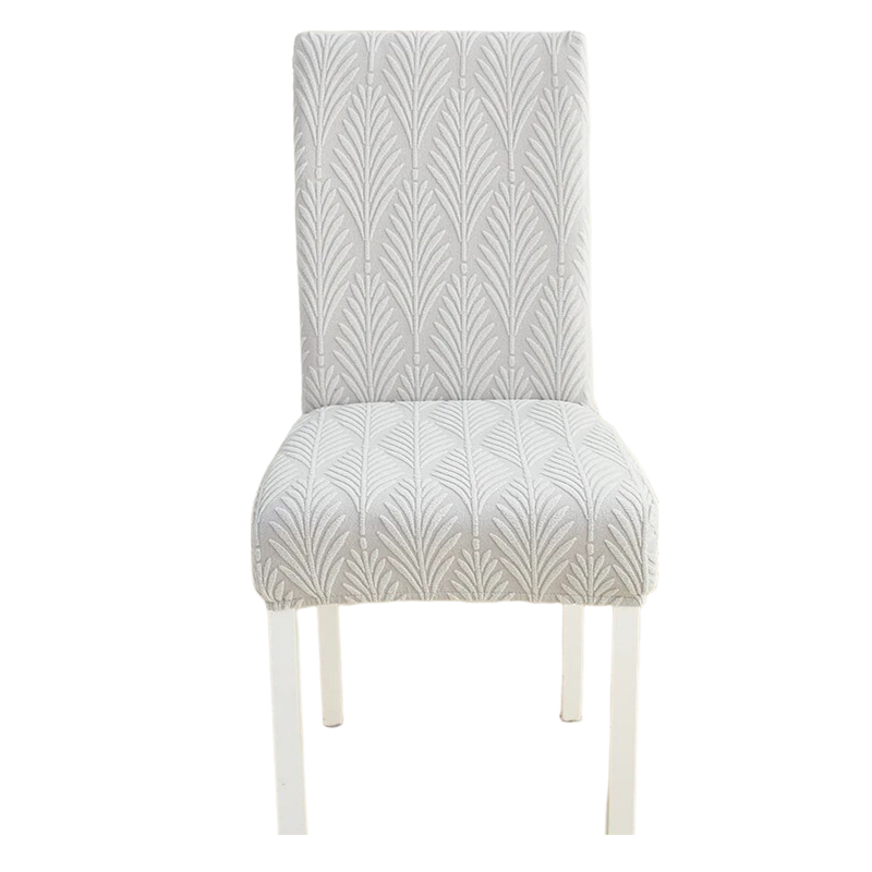 Anyseat Chair Cover Light Grey Series Leaf Lines Design with Elastic Material for Dining Room Kitchen Wedding Hotel Banquet Restaurant