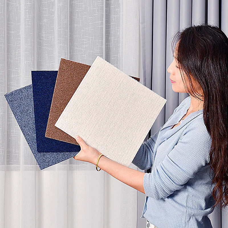 ANYHOUZ 10pcs Vinyl Floor Tile Blue Anti-Slip Self Adhesive