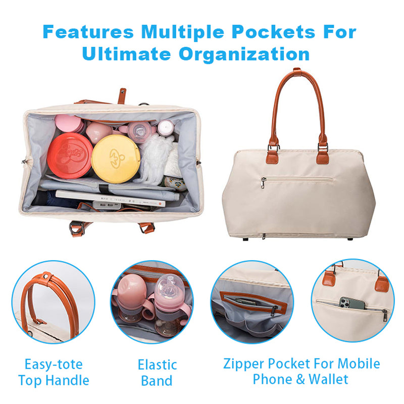 Anymom Mommy Diaper Bag Blue Handbag 5 pcs Set with Portable Changing Pad Adjustable and Removable Strap Mommy Maternity Bag