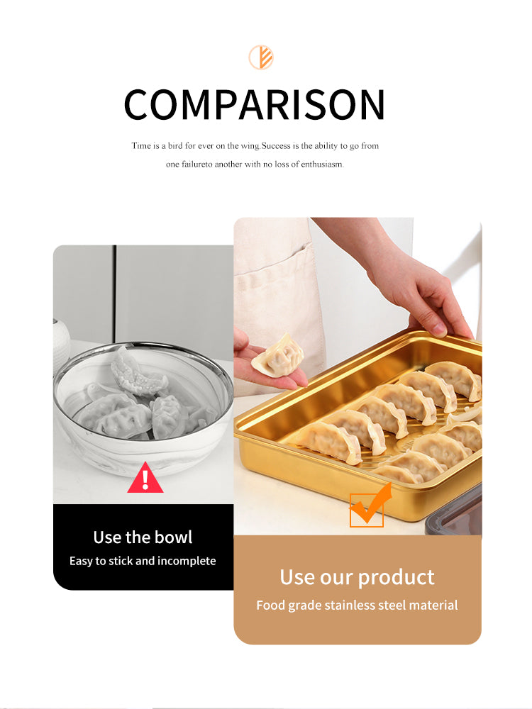 Anygleam Gold 2Pcs Food Grade Stainless Steel Crisper Box Food Storage with Lid