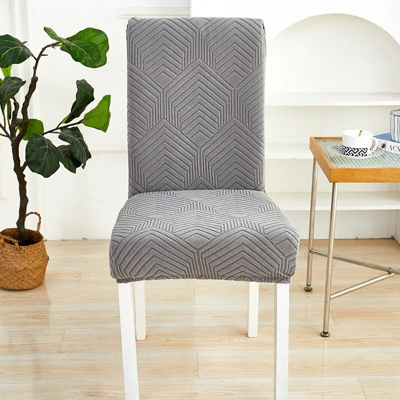 Anyseat Chair Cover Dark Grey Geometric Lines Design with Elastic Material for Dining Room Kitchen Wedding Hotel Banquet Restaurant