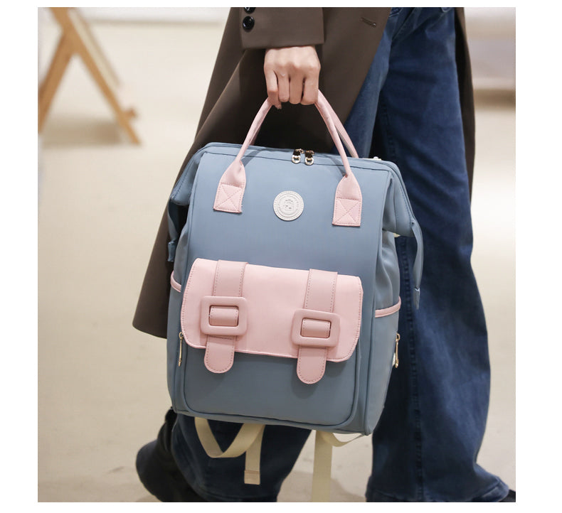 Anymom Mommy Diaper Bag Blue Backpack Maternity With Concealed Back Pocket