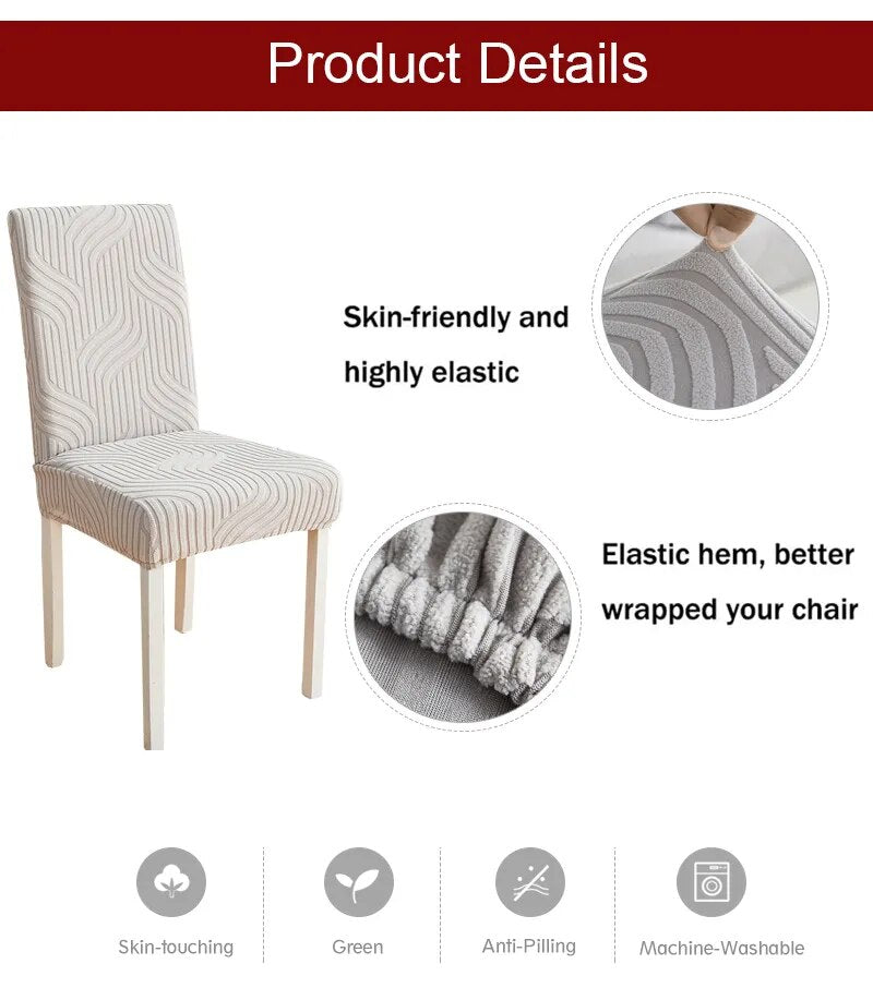 Anyseat Chair Cover Orange Knitted Lines Design with Anti-Dirt and Elastic Material for Dining Room Kitchen Wedding Hotel Banquet Restaurant