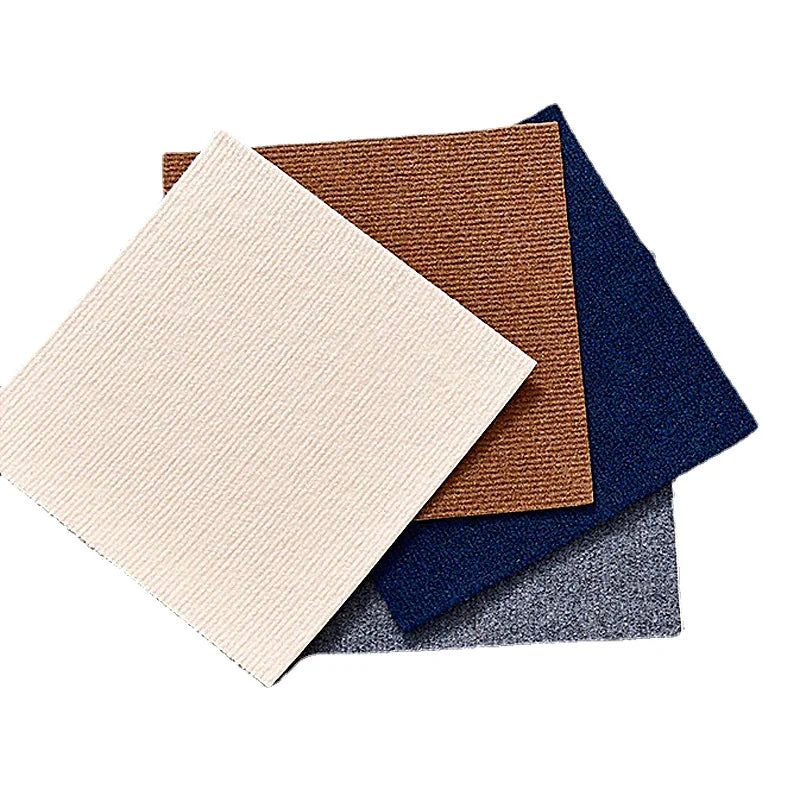 ANYHOUZ 10pcs Beige Dark Vinyl Floor Tile Self-Adhesive 3D Waterproof