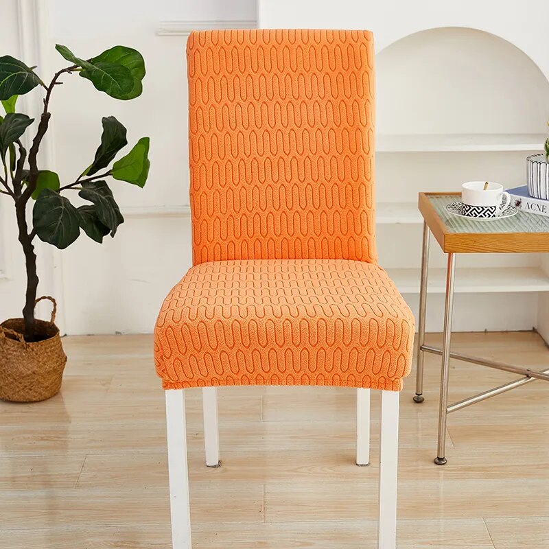 Anyseat Chair Cover Orange Wavey Lines Design with Elastic Material for Dining Room Kitchen Wedding Hotel Banquet Restaurant