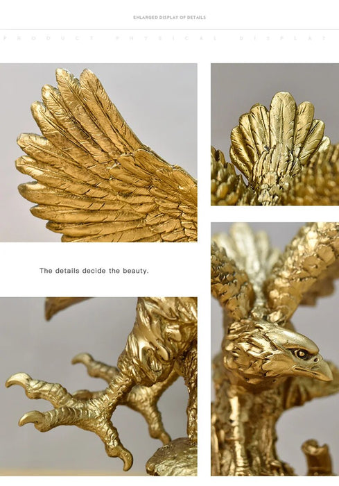 ANYHOUZ Home Figurine Golden Eagle Statue Small Resin for Living Room Desktop Decoration Accessories Gifts