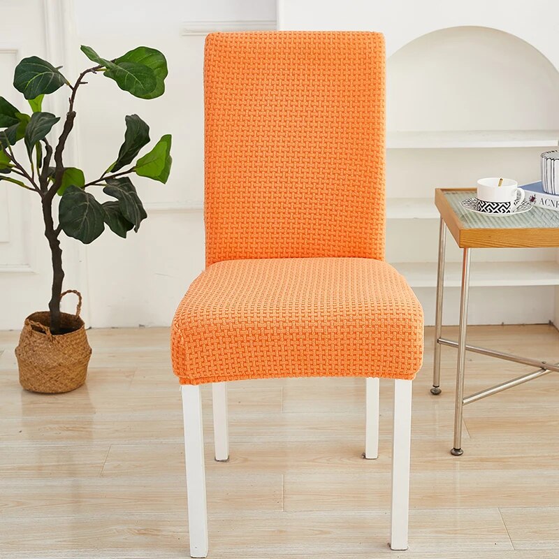 Anyseat Chair Cover Orange Micro Knitted Design with Elastic Material for Dining Room Kitchen Wedding Hotel Banquet Restaurant