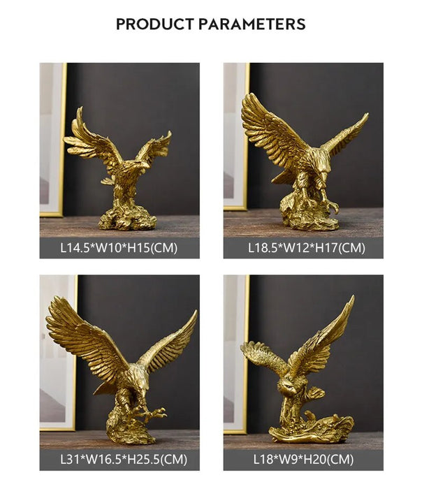 ANYHOUZ Home Figurine Golden Eagle Statue Small Resin for Living Room Desktop Decoration Accessories Gifts