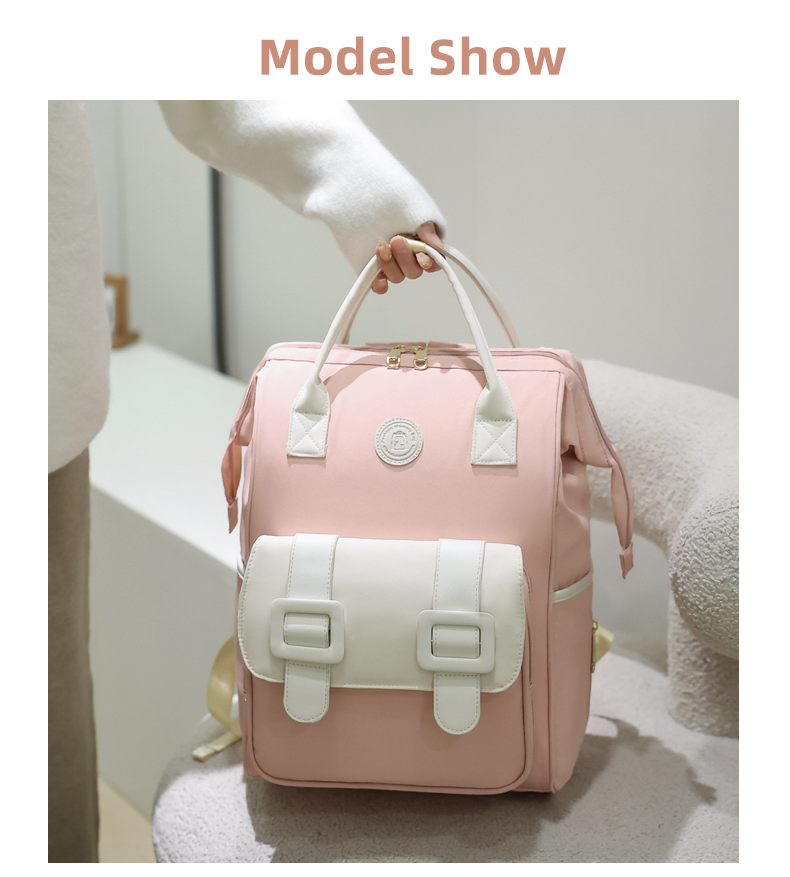 Anymom Mommy Diaper Bag Pink Backpack Maternity With Concealed Back Pocket