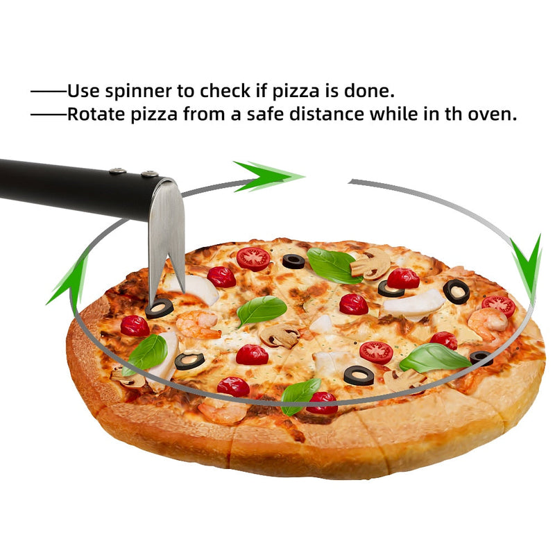 Anygleam Black Pizza Spinner Turning Fork for Flipping and Spinning Pizza Tool Accessories