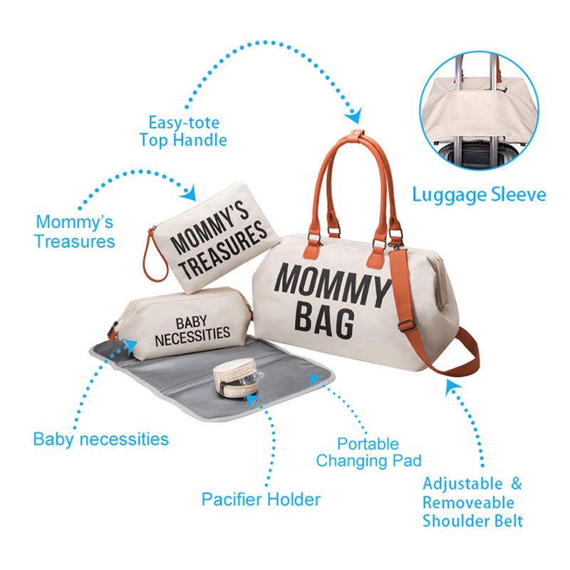 Anymom Mommy Diaper Bag Blue Handbag 5 pcs Set with Portable Changing Pad Adjustable and Removable Strap Mommy Maternity Bag