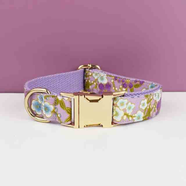 ANYWAGS Pet Collar Purple Floral Stylish Accessory with Safety Buckle Durable Strap