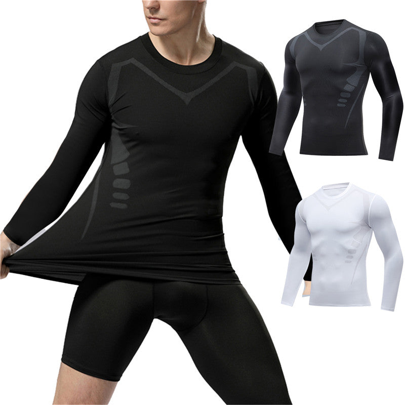 ANYMENS Fitness Tshirt White Long Sleeve Compression Running Sport Shirts Training Jogging Tops Gym Sportswear Dry Fit Rashguard For Men