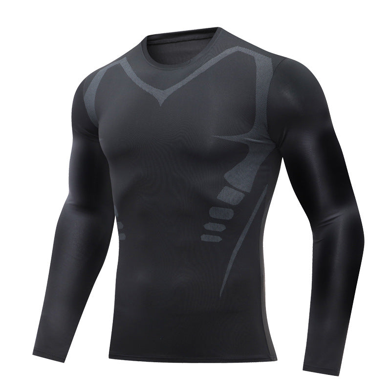 ANYMENS Fitness Tshirt Black Long Sleeve Compression Running Sport Shirts Training Jogging Tops Gym Sportswear Dry Fit Rashguard For Men