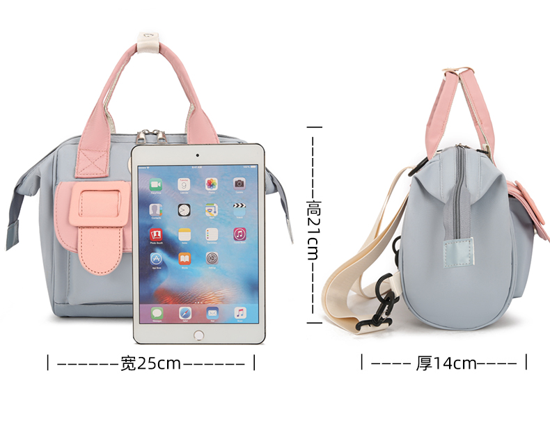 Anymom Mommy Diaper Bag Pink Backpack Big Capacity Handbag Stroller for Moms Detachable Strap Maternity Shoulder Bag