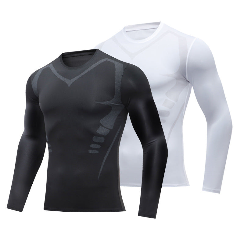 ANYMENS Fitness Tshirt Black Long Sleeve Compression Running Sport Shirts Training Jogging Tops Gym Sportswear Dry Fit Rashguard For Men