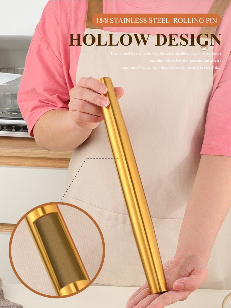 Anygleam New Silver Stainless Steel 1 Pc Stainless Steel Rolling Pin for Buffet and Restaurant Kitchenware