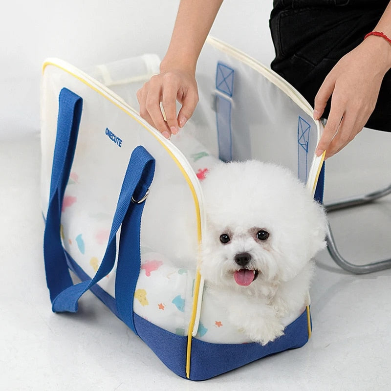 ANYWAGS Pet Carrier Blue Summer Breathable Cozy Shoulder Bag  and Hand Bag for Small Dogs Walking Poodle Yorkies Accessories