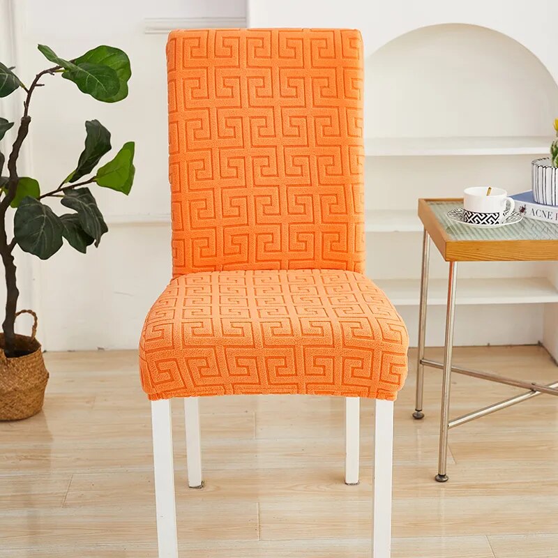 Anyseat Chair Cover Orange Square Geometric Style with Elastic Material for Dining Room Kitchen Wedding Hotel Banquet Restaurant