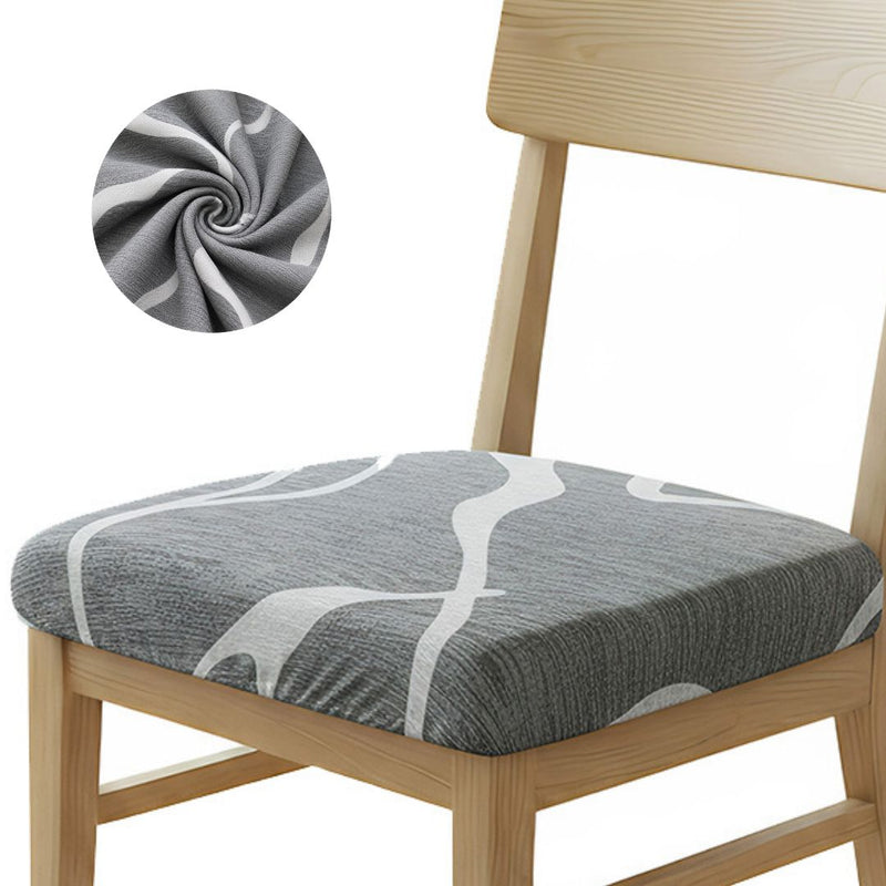 Anyseat Grey and Light Grey Wave Print Chair Cover – Stretch Washable Removable Seat Cover for Dining & Kitchen