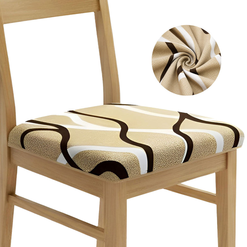Anyseat Light Beige Brown White Print Chair Cover – Stretch Washable Removable Seat Cover for Dining & Kitchen