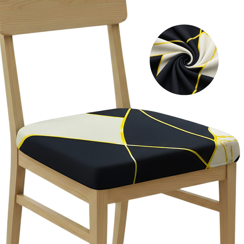 Anyseat Black and White Gold Linear Print Chair Cover – Stretch Washable Removable Seat Cover for Dining & Kitchen