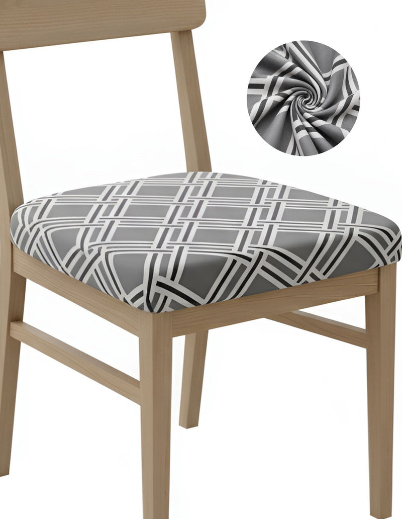 Anyseat Grey White Macro Knitted Design Print Chair Cover – Stretch Washable Removable Seat Cover for Dining & Kitchen