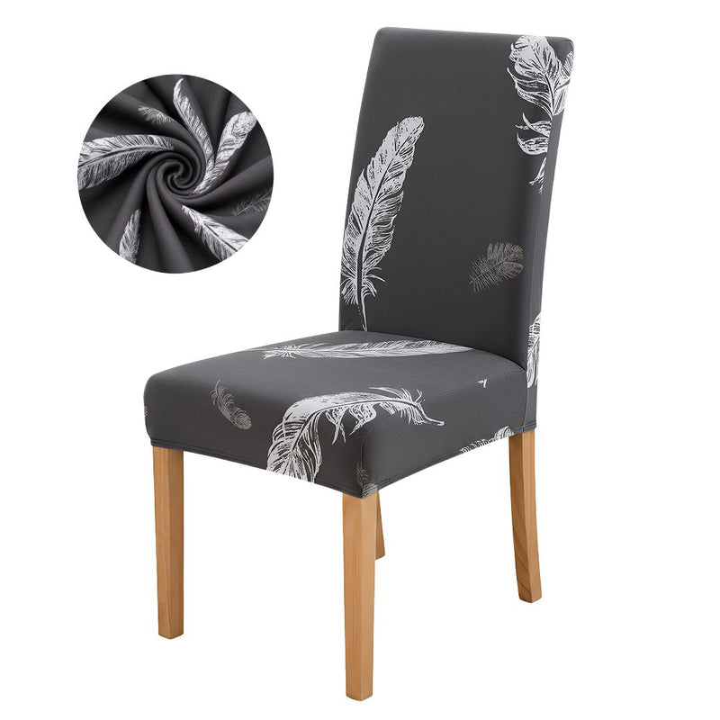 Anyseat Dark Gray Leaf Print Elastic Chair Cover – Plain Dining Slipcover & Home Décor