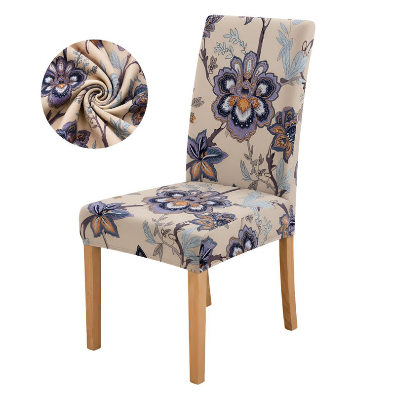 Anyseat Beige Floral Pattern Print Elastic Chair Cover – Plain Dining Slipcover & Home Décor