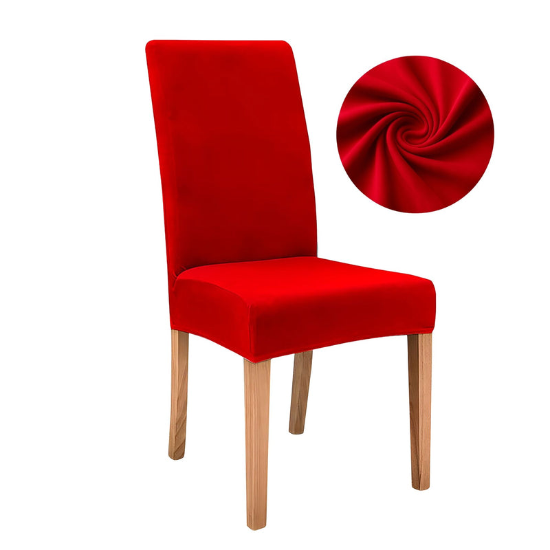 Anyseat Red Velvet Dining Chair Cover – Plush Stretchable Slipcover for Kitchen & Dining Room Chairs