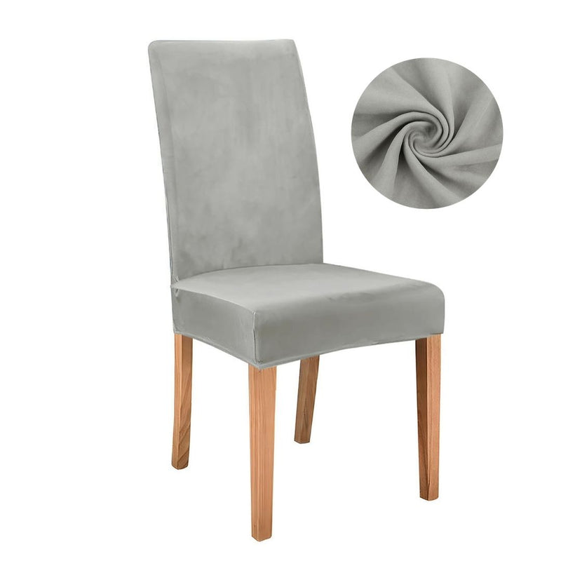 Anyseat Light Grey Velvet Dining Chair Cover – Plush Stretchable Slipcover for Kitchen & Dining Room Chairs