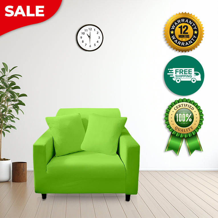 Anyhouz 1 Seater Sofa Cover Plain Apple Green Style and Protection For Living Room Sofa Chair Elastic Stretchable Slipcover
