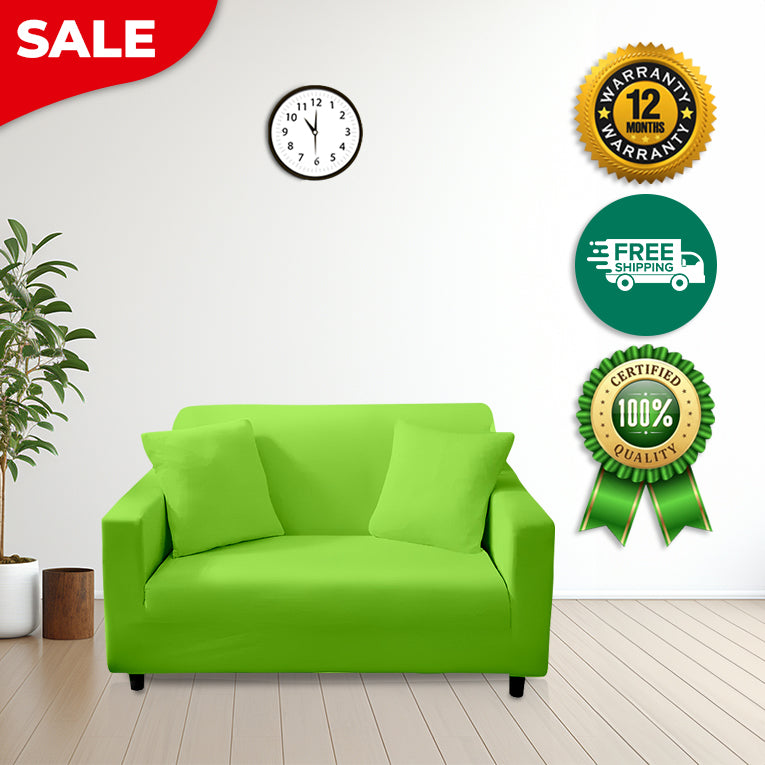 Anyhouz 2 Seater Sofa Cover Plain Apple Green Style and Protection For Living Room Sofa Chair Elastic Stretchable Slipcover