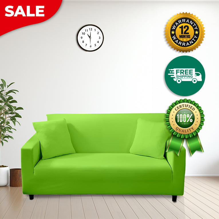Anyhouz 4 Seater Sofa Cover Plain Apple Green Style and Protection For Living Room Sofa Chair Elastic Stretchable Slipcover