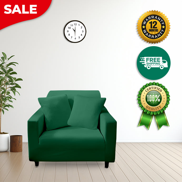 Anyseat 1 Seater Sofa Cover Plain Green Style and Protection For Living Room Sofa Chair Elastic Stretchable Slipcover