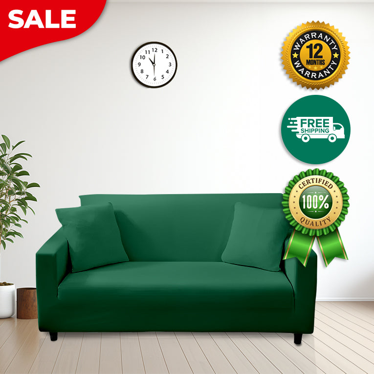 Anyseat 4 Seater Sofa Cover Plain Green Style and Protection For Living Room Sofa Chair Elastic Stretchable Slipcover