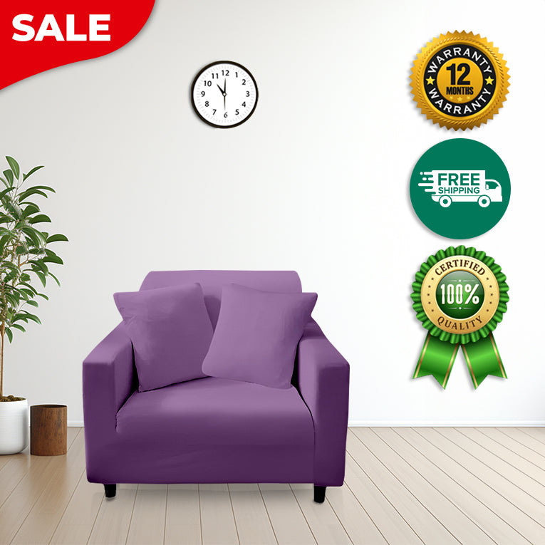 Anyhouz 1 Seater Sofa Cover Plain Purple Style and Protection For Living Room Sofa Chair Elastic Stretchable Slipcover