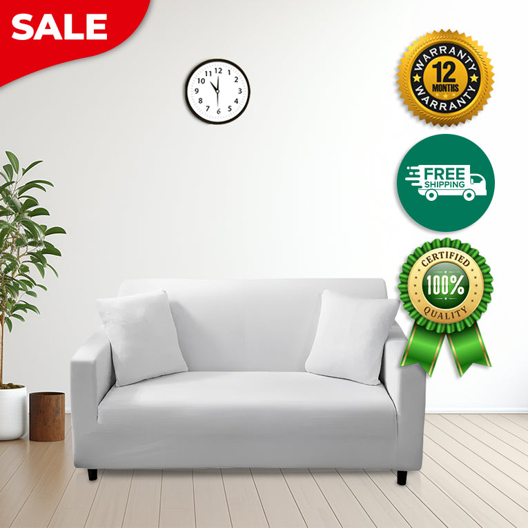 Anyseat 3 Seater Sofa Cover Plain White Style and Protection For Living Room Sofa Chair Elastic Stretchable Slipcover